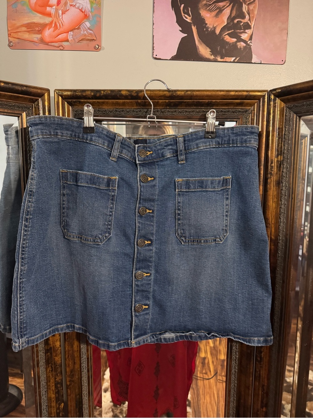 GAP Button-Front Denim Mini Skirt - Blue